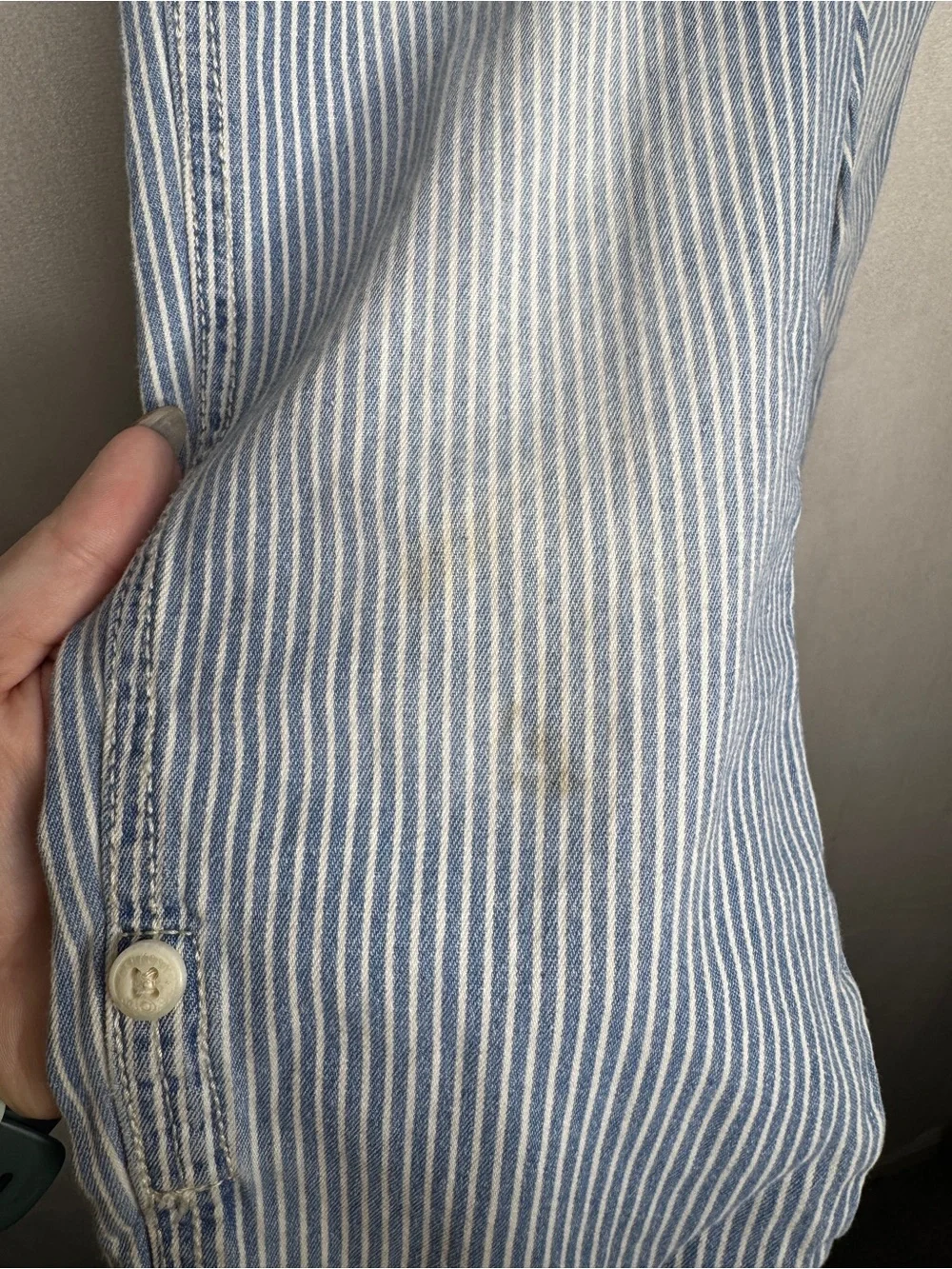 OSHKOSH B'GOSH / blue white railroad striped denim overalls / 5T
